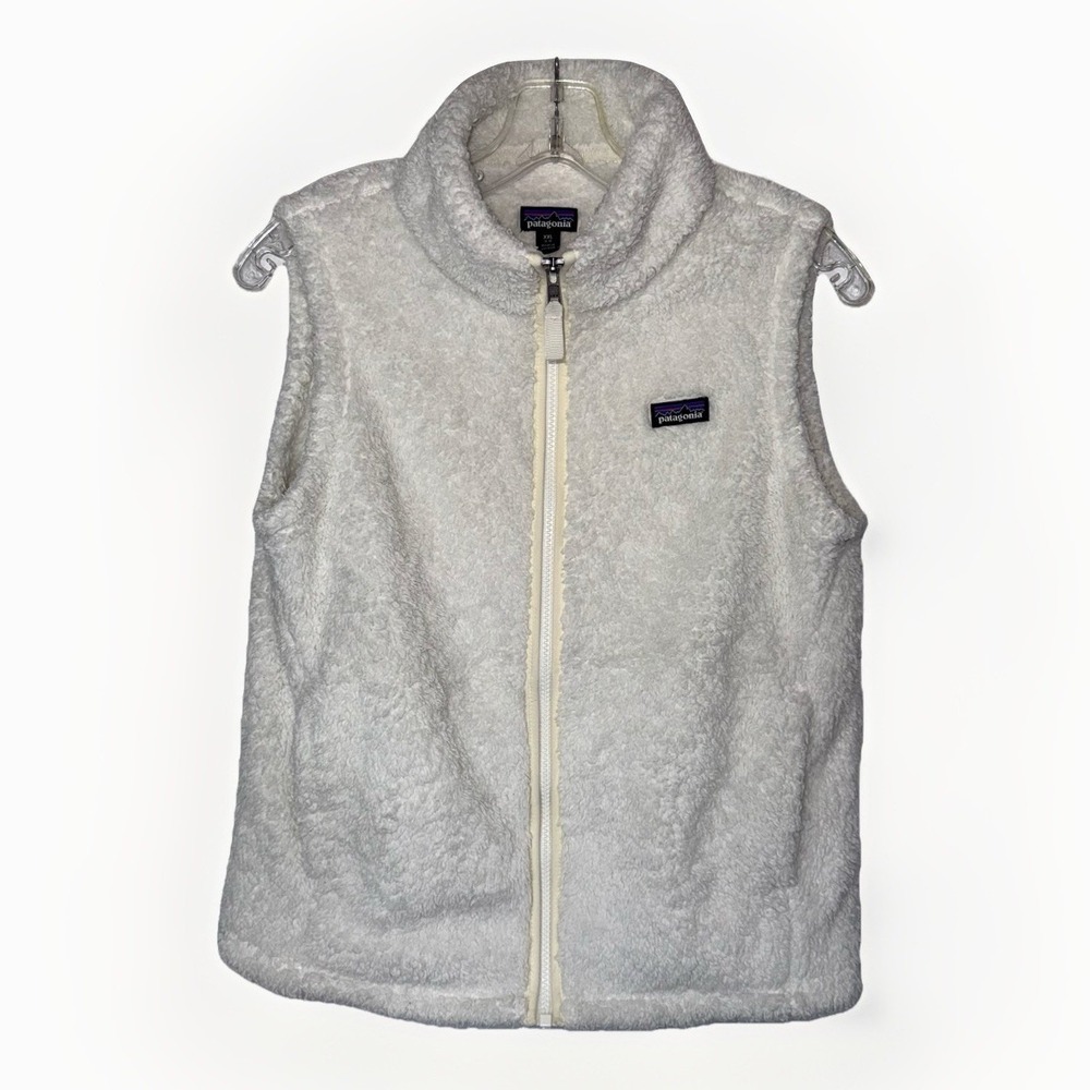 Patagonia Los Gatos Fleece Vest Girls XXL 16-18 Ivory Sherpa Full Zip Youth Size